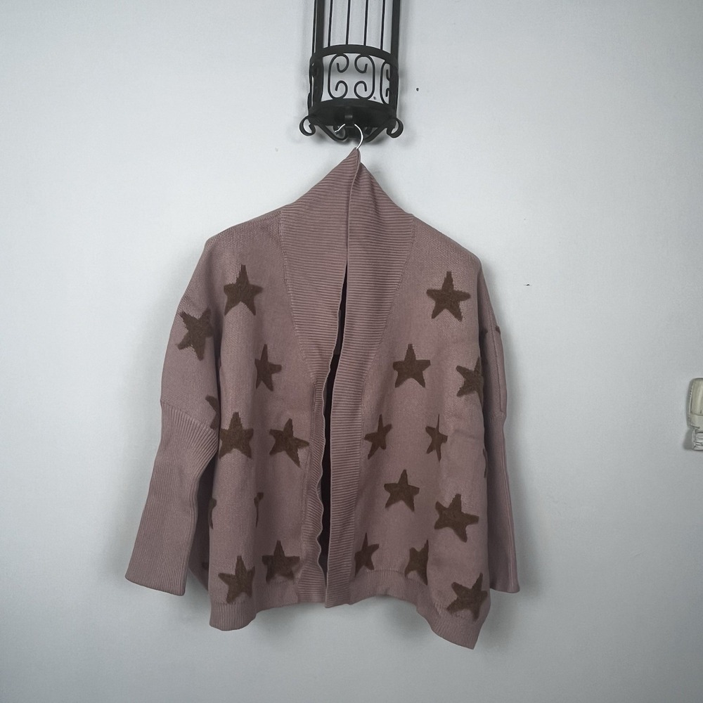 Wishlist The Star Oversized Cardigan Brown Star Print WL23-7783 SM/M NWT FLWS